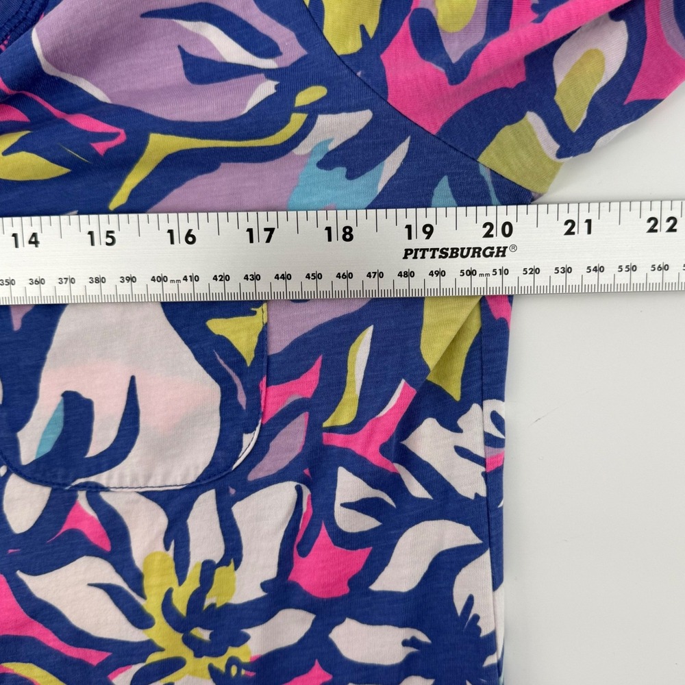 Lilly Pulitzer Palmetto V-Neck Dress XL Catwalkin Pink Blue Floral Pima Cotton - Picture 6 of 7